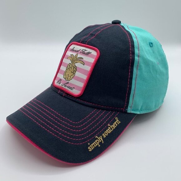 Simply Southern Navy Blue Turquoise Stand Tall Be Sweet Strapback Hat - Picture 1 of 5